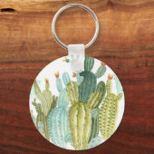 cactussen bloeiend Waterverf patroon Sleutelhanger (Voorkant)
