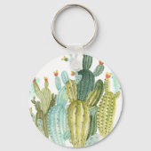 cactussen bloeiend Waterverf patroon Sleutelhanger (Achterkant)