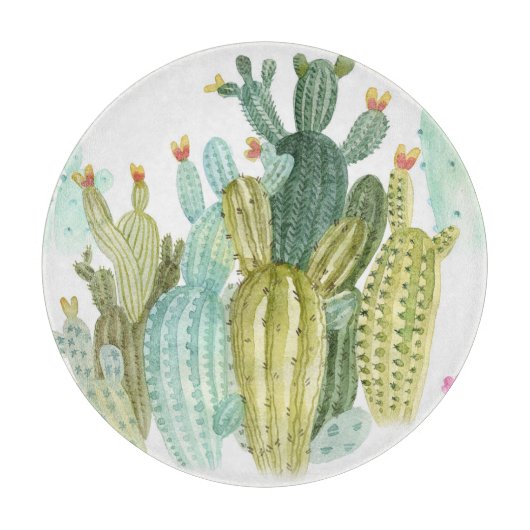  cactussen bloeiend Waterverf patroon Snijplank (Voorkant)