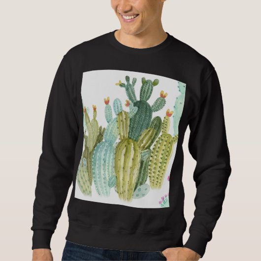 cactussen bloeiend Waterverf patroon Trui (Voorkant)