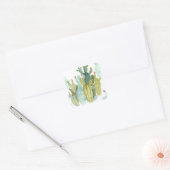  cactussen bloeiend Waterverf patroon Vierkante Sticker (Envelop)