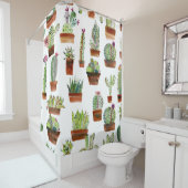 Cactussen Charm: Waterverf vettige textuur. Douchegordijn (In situ)