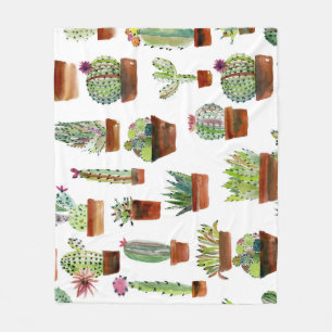 Cactussen Charm: Waterverf vettige textuur. Fleece Deken