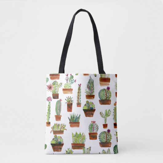 Cactussen Charm: Waterverf vettige textuur. Tote Bag (Voorkant)