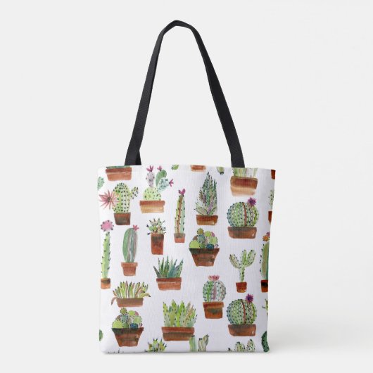 Cactussen Charm: Waterverf vettige textuur. Tote Bag (Achterkant)