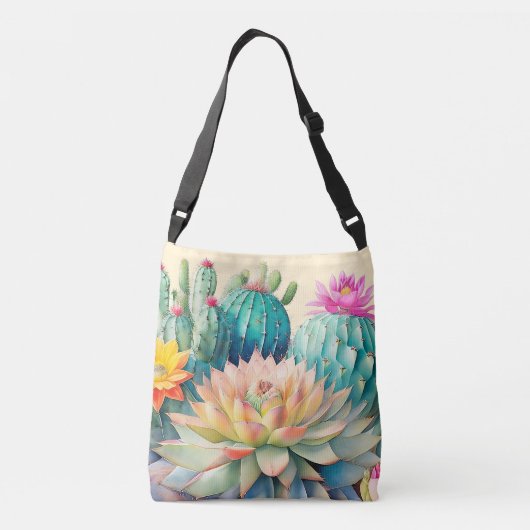 Cactussen en succulent crossbody tas (Achterkant)