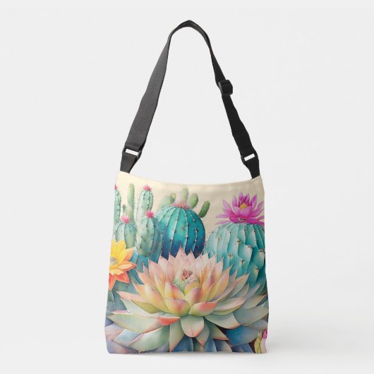 Cactussen en succulent crossbody tas (Voorkant)