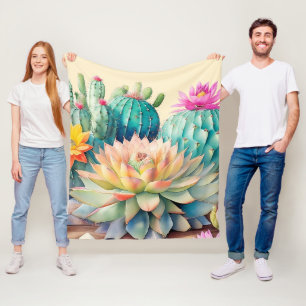 Cactussen en succulent fleece deken