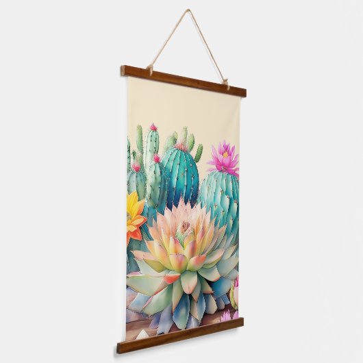 Cactussen en succulent hangend wandkleed (Gebogen)