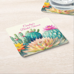 Cactussen en succulent kartonnen onderzetters