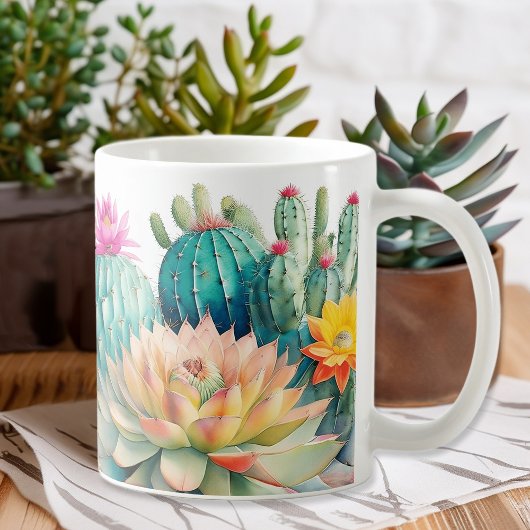 Cactussen en succulent koffiemok