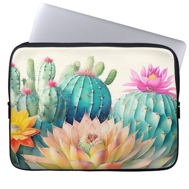 Cactussen en succulent laptop sleeve (Voorkant)