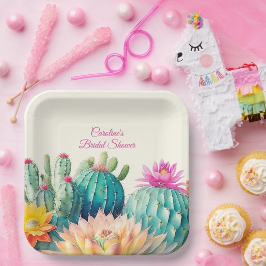 Cactussen en succulent papieren bordje (Feest)