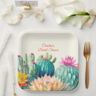 Cactussen en succulent papieren bordje
