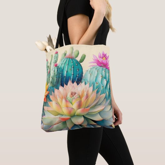 Cactussen en succulent tote bag (Dichtbij)