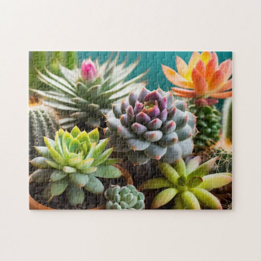 Cactussen en succulenten groepering legpuzzel (Horizontaal)