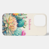 Cactussen en vetplant met naam iPhone hoesje (Achterkant horizontaal)