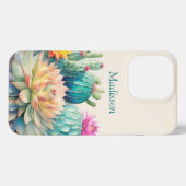 Cactussen en vetplant met naam iPhone hoesje (Achterkant horizontaal)