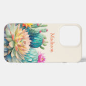 Cactussen en vetplant met naam iPhone hoesje (Achterkant horizontaal)