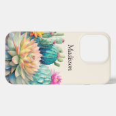 Cactussen en vetplant met naam iPhone hoesje (Achterkant horizontaal)