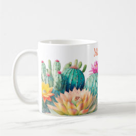 Cactussen en vetplant met naam koffiemok