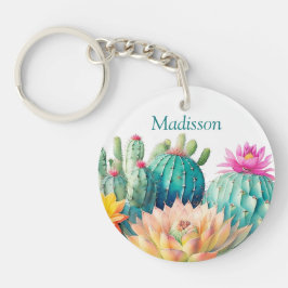 Cactussen en vetplant met naam sleutelhanger