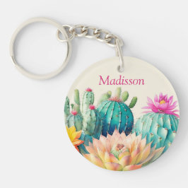 Cactussen en vetplant met naam sleutelhanger