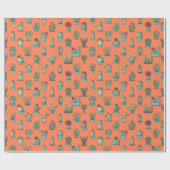 Cactussen en vetplanten Planten Hand getrokken Pat Cadeaupapier (Vlak)