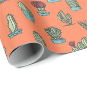 Cactussen en vetplanten Planten Hand getrokken Pat Cadeaupapier (Rol Hoek)