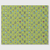 Cactussen en vetplanten Planten Hand getrokken Pat Cadeaupapier (Vlak)