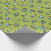 Cactussen en vetplanten Planten Hand getrokken Pat Cadeaupapier (Hoek)