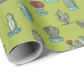 Cactussen en vetplanten Planten Hand getrokken Pat Cadeaupapier (Rol Hoek)