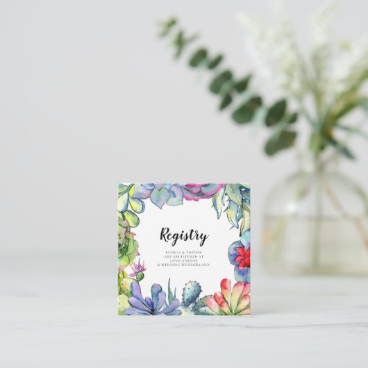 Cactussen en vetplanten trouwregistratiekaart informatiekaartje (Staand voorkant)