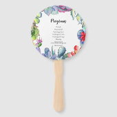 Cactussen en vetplanten waterverf bruiloft program handwaaier (Achterkant)