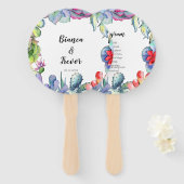 Cactussen en vetplanten waterverf bruiloft program handwaaier (Voorkant en achterkant)