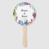 Cactussen en vetplanten waterverf bruiloft program handwaaier (Voorkant)