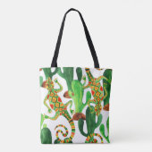Cactussen hagedissen Waterverf Print Tote Bag (Achterkant)