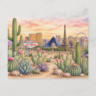Cactussen in de woestijn Botanische Cactussen Briefkaart