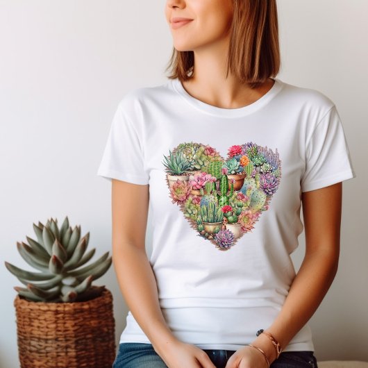 Cactussen in hartvorm t-shirt
