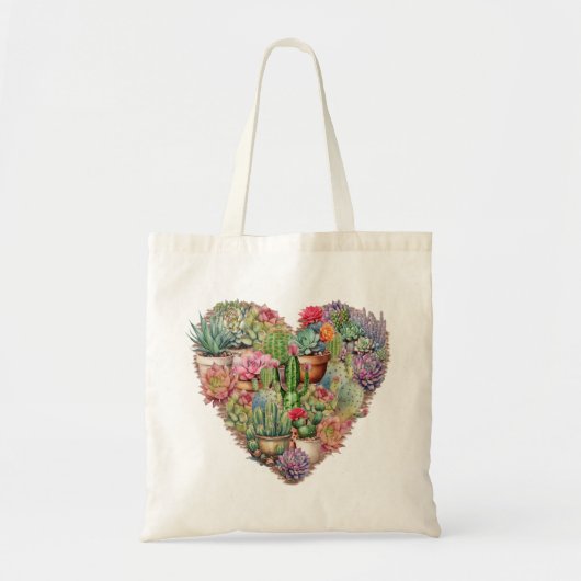 Cactussen in hartvorm tote bag (Voorkant)