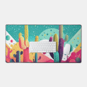 Cactussen in levendige kleuren bureaumat (Keyboard & Muis)