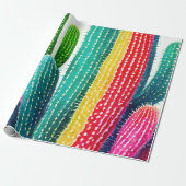Cactussen in levendige kleuren cadeaupapier (Uitgerold)