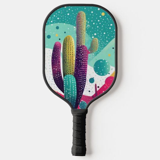 Cactussen in levendige kleuren pickleball paddle (Achterkant)