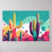 Cactussen in levendige kleuren poster (Voorkant)