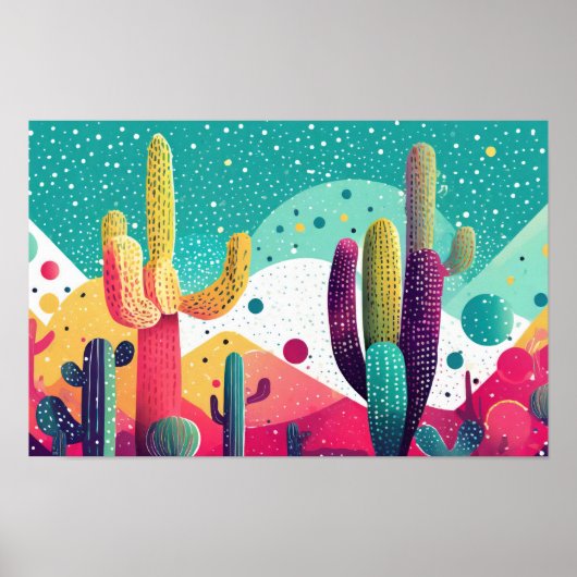 Cactussen in levendige kleuren poster (Voorkant)