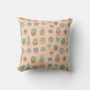 Cactussen in potten, patroon. kussen