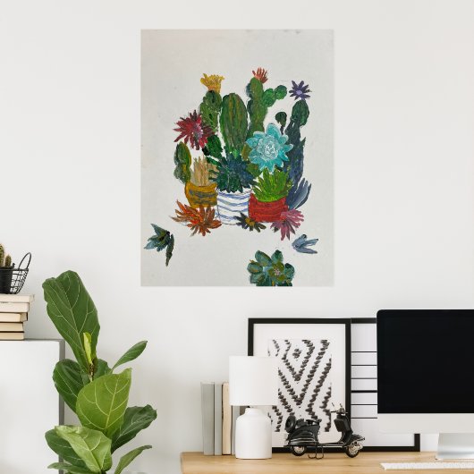 Cactussen in potten poster (Thuiskantoor)