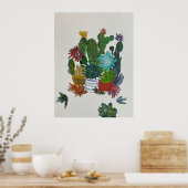 Cactussen in potten poster (Keuken)