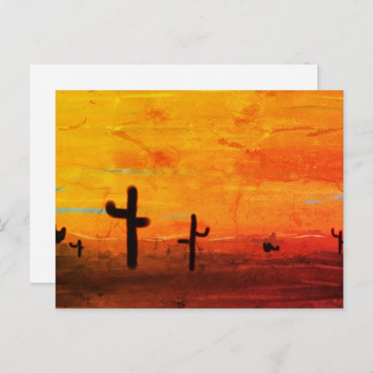 Cactussen landschap geschilderd briefkaart (Voorkant / Achterkant)