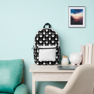 Cactussen lijn art zwart-wit patroon 1 bedrukte rugzak